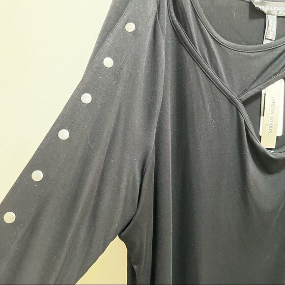 Addition Elle Love & Legend Black Long Sleeve Button Detail Keyhole Cutout NWT - Picture 5 of 9